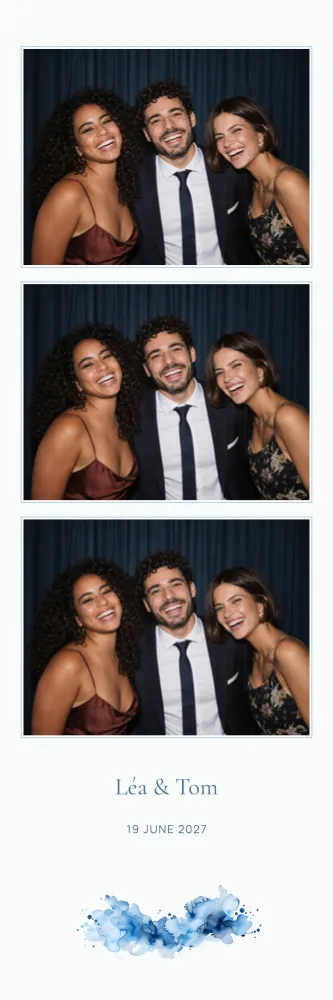 Preview of the Blue Wash photo booth template in 5×15 strip (2×6 inches)
