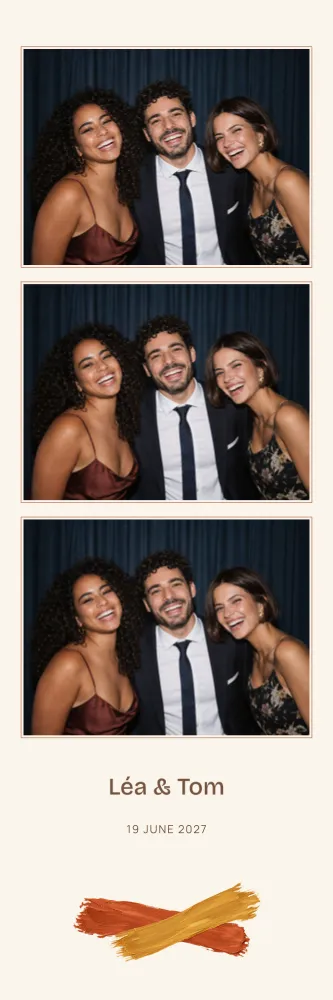 Preview of the Bold Brushstrokes photo booth template in 5×15 strip (2×6 inches)