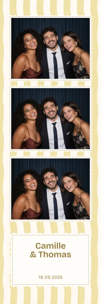Preview of the Butter Yellow Stripes photo booth template in 5×15 strip (2×6 inches)
