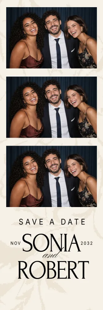 Preview of the Cream Arabesques photo booth template in 5×15 strip (2×6 inches)