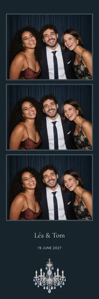 Preview of the Crystal Chandelier photo booth template in 5×15 strip (2×6 inches)