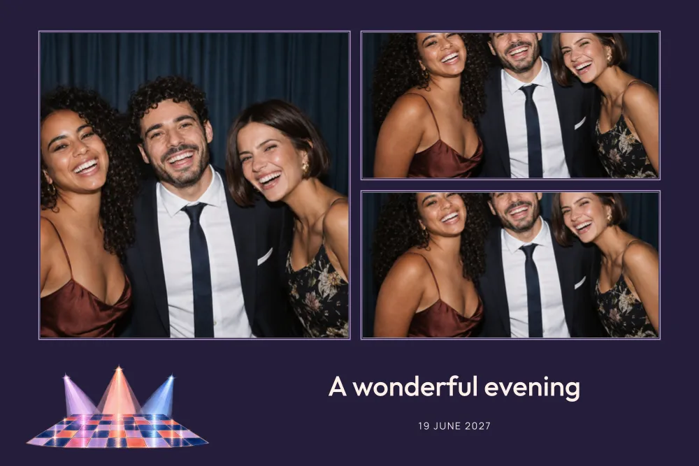 Preview of the Dance Floor template in 10×15 landscape, with an example photo