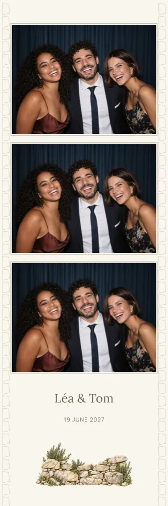 Preview of the Dry Stone photo booth template in 5×15 strip (2×6 inches)
