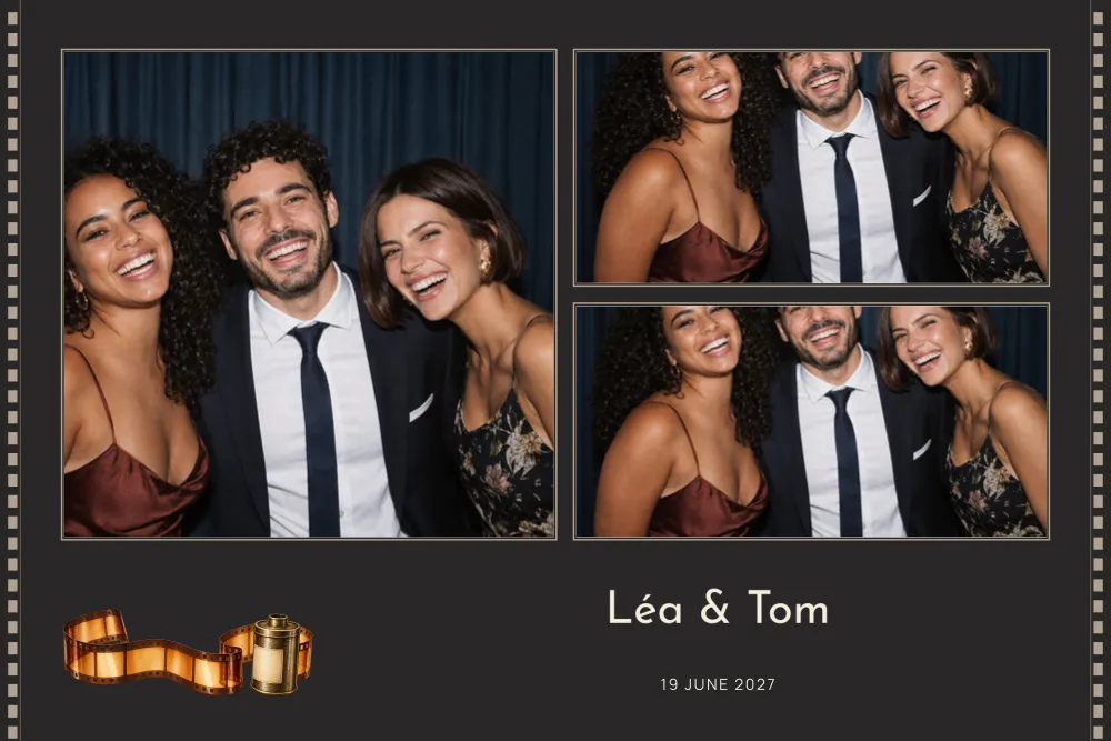 Preview of the Film Frames template in 10×15 landscape, with an example photo