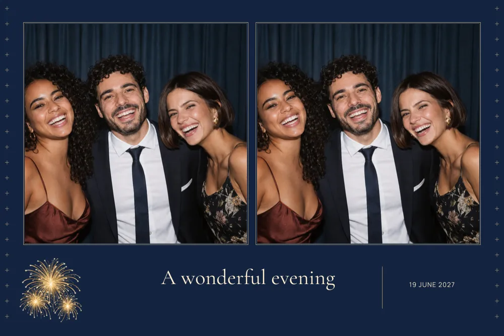Preview of the Fireworks photo booth template in 6×4 landscape print