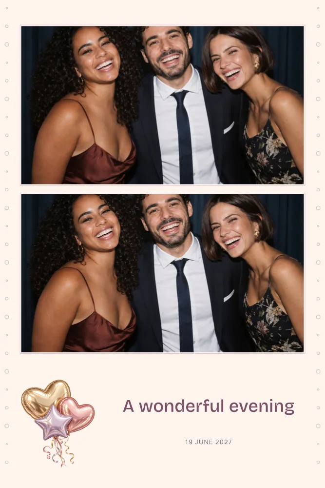 Preview of the Giant Balloons photo booth template in 4×6 portrait print