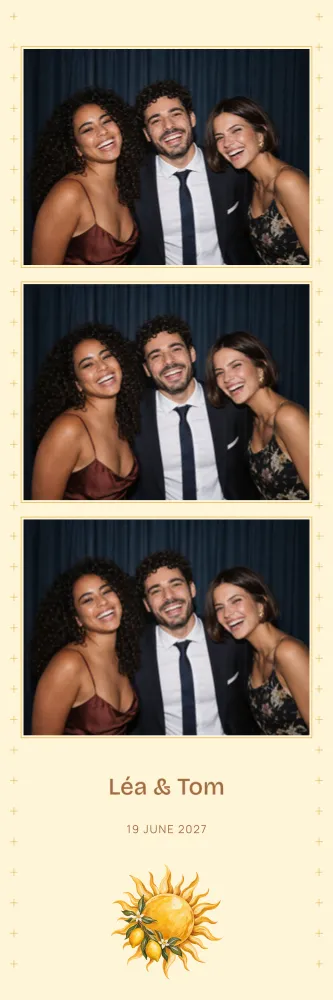 Preview of the High Summer photo booth template in 5×15 strip (2×6 inches)