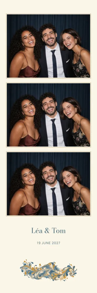 Preview of the Marbled Paper photo booth template in 5×15 strip (2×6 inches)