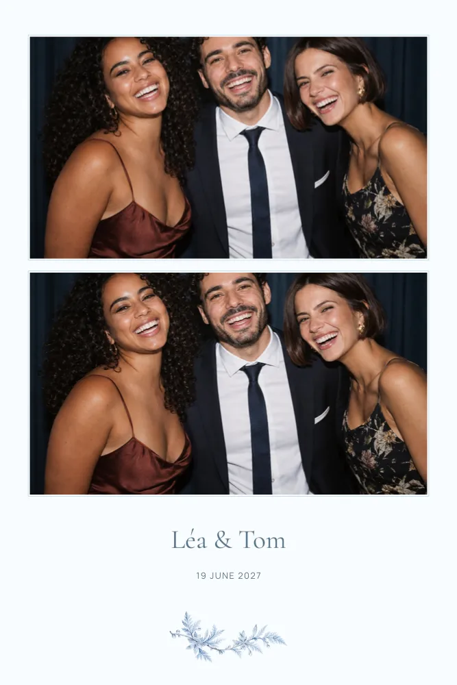 Preview of the Melting Snow template in 10×15 portrait, with an example photo