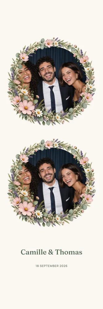 Preview of the Perfect Circle template in 5×15 strip, with an example photo