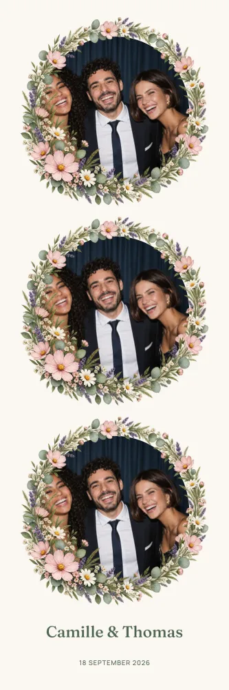 Preview of the Perfect Circle template in 5×15 strip, with an example photo