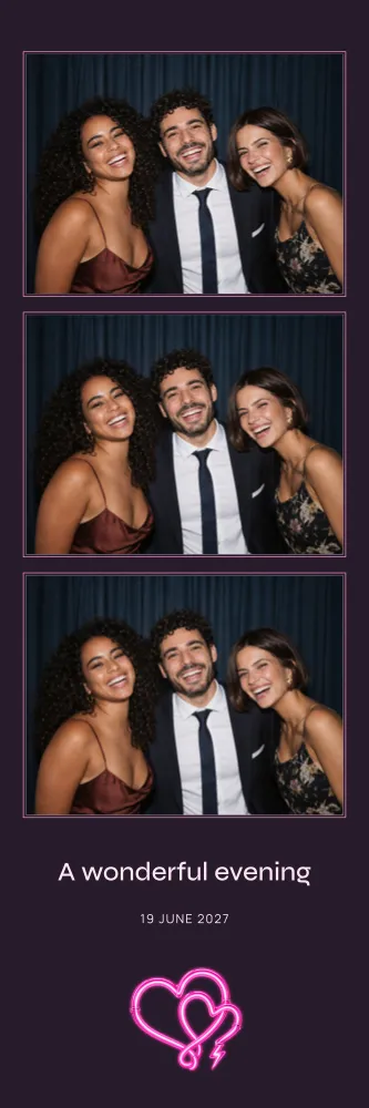 Preview of the Pink Neon photo booth template in 2×6 photo strip