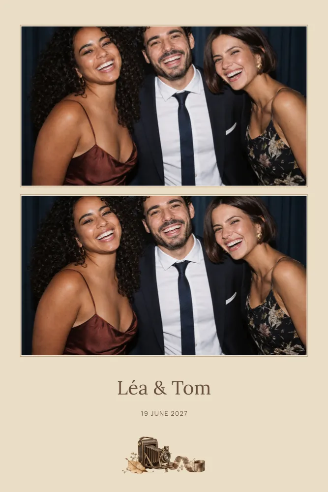 Preview of the Sepia Grain template in 10×15 portrait, with an example photo