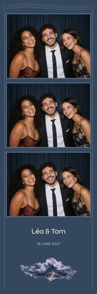 Preview of the Summer Storm photo booth template in 5×15 strip (2×6 inches)