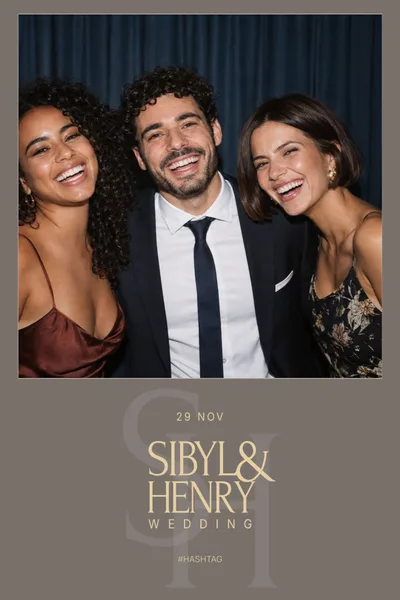 Preview of the Taupe Monogram photo booth template