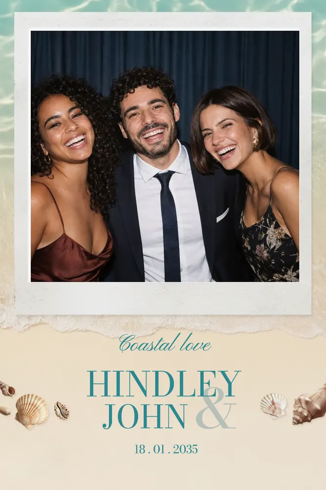 Aperçu du modèle Amour Côtier en 10×15 portrait, avec une photo d’exemple