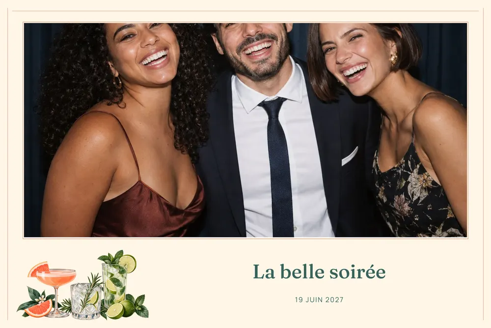 Aperçu du modèle Bar à Cocktails en 10×15 paysage, avec une photo d’exemple