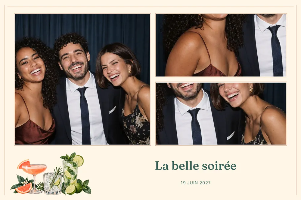 Aperçu du modèle Bar à Cocktails en 10×15 paysage, avec une photo d’exemple