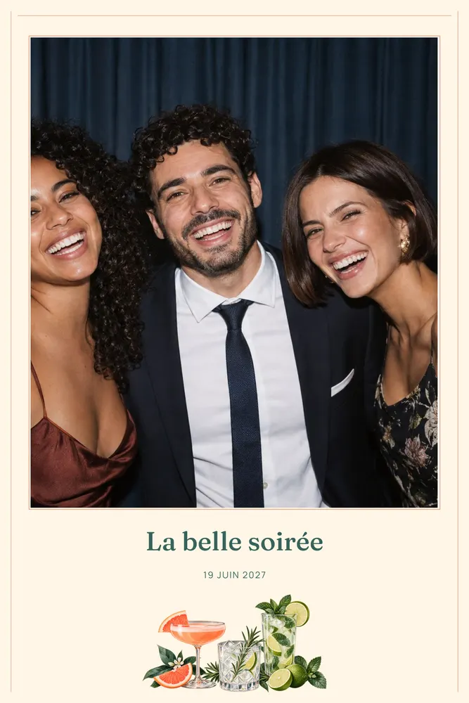 Aperçu du modèle Bar à Cocktails en 10×15 portrait, avec une photo d’exemple