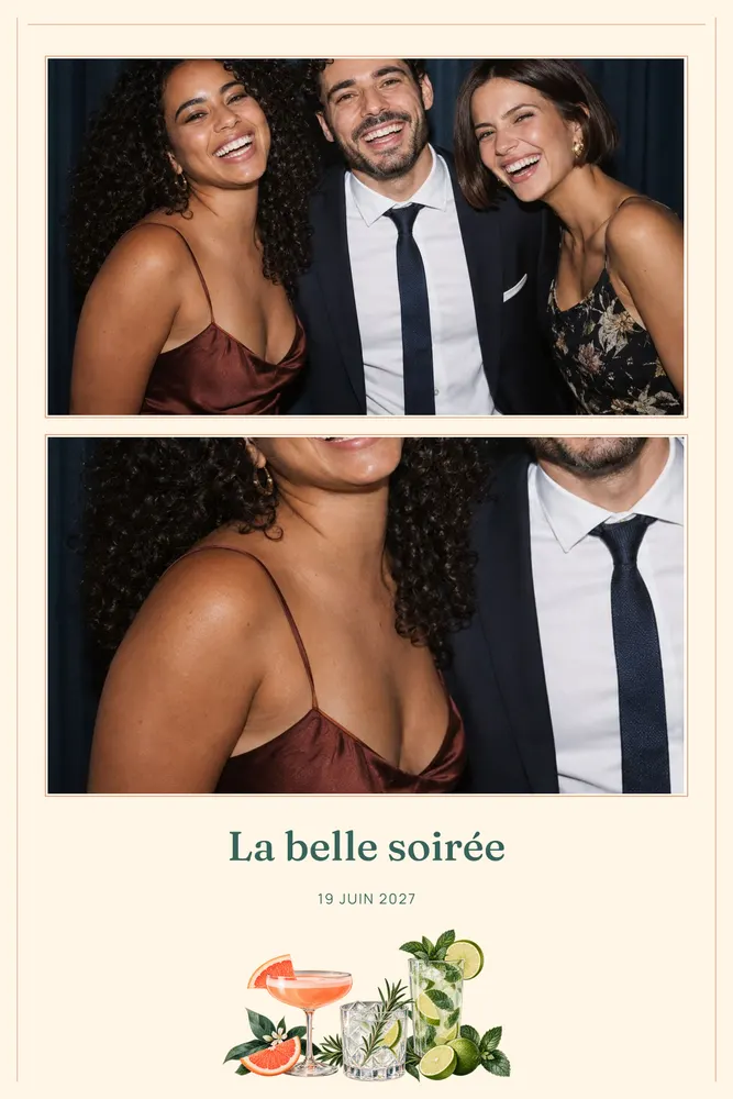 Aperçu du modèle Bar à Cocktails en 10×15 portrait, avec une photo d’exemple