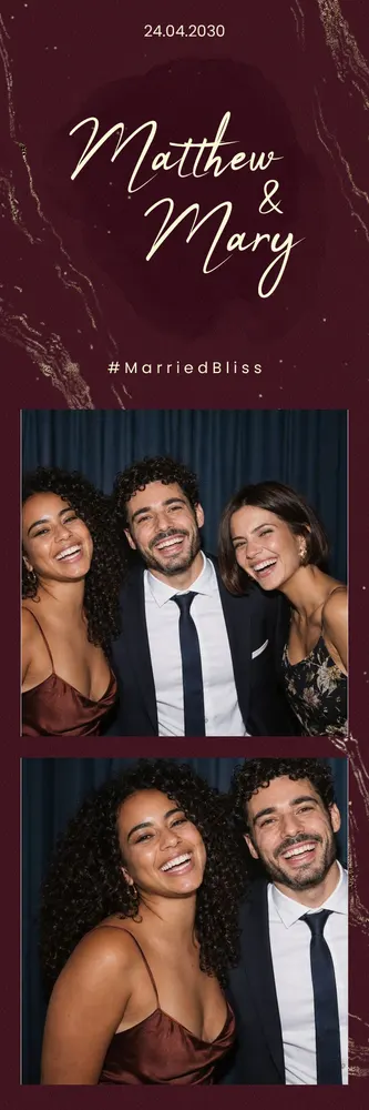 Aperçu du modèle Bordeaux Marbré en bandelette 5×15, avec une photo d’exemple