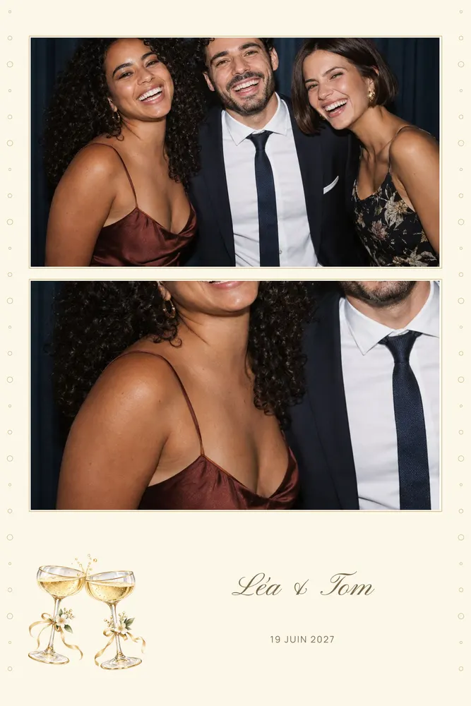 Aperçu du modèle Champagne en 10×15 portrait, avec une photo d’exemple