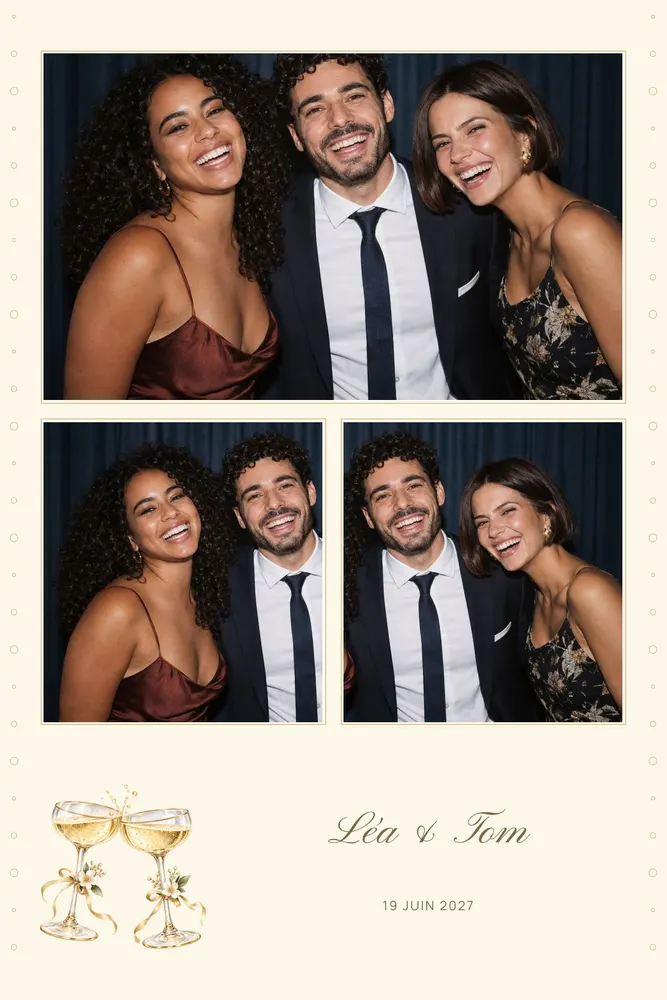 Aperçu du modèle Champagne en 10×15 portrait, avec une photo d’exemple