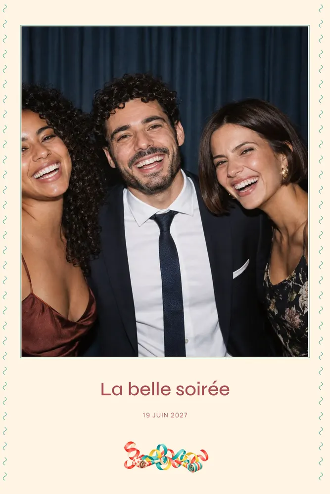 Aperçu du modèle Cotillons en 10×15 portrait, avec une photo d’exemple