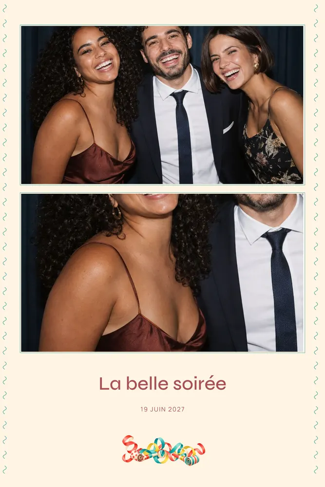 Aperçu du modèle Cotillons en 10×15 portrait, avec une photo d’exemple