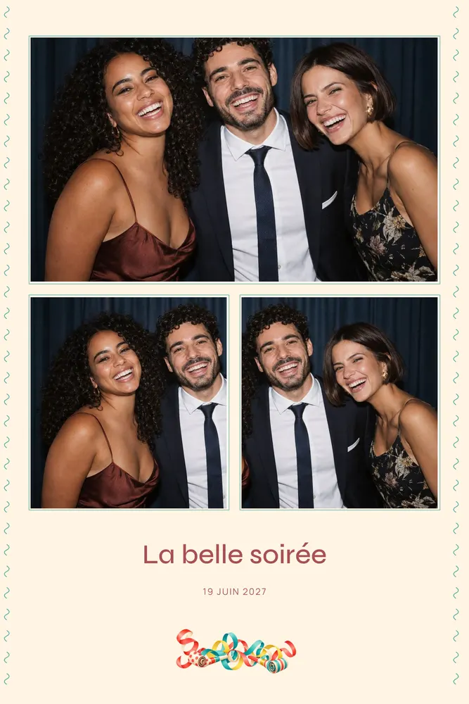 Aperçu du modèle Cotillons en 10×15 portrait, avec une photo d’exemple