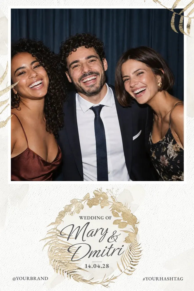 Aperçu du modèle Couronne Dorée en 10×15 portrait, avec une photo d’exemple