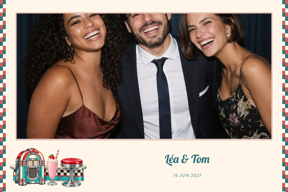 Aperçu du modèle Diner Américain en 10×15 paysage, avec une photo d’exemple