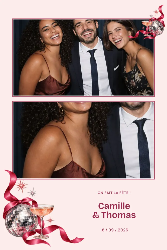 Aperçu du modèle Fête Framboise en 10×15 portrait, avec une photo d’exemple