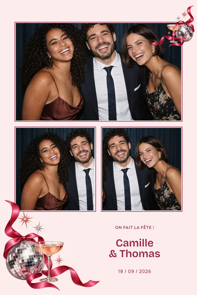 Aperçu du modèle Fête Framboise en 10×15 portrait, avec une photo d’exemple