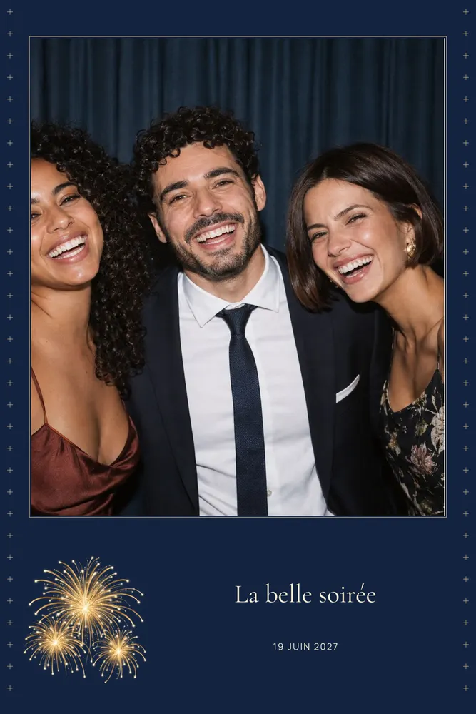 Aperçu du modèle Feu d’Artifice en 10×15 portrait, avec une photo d’exemple