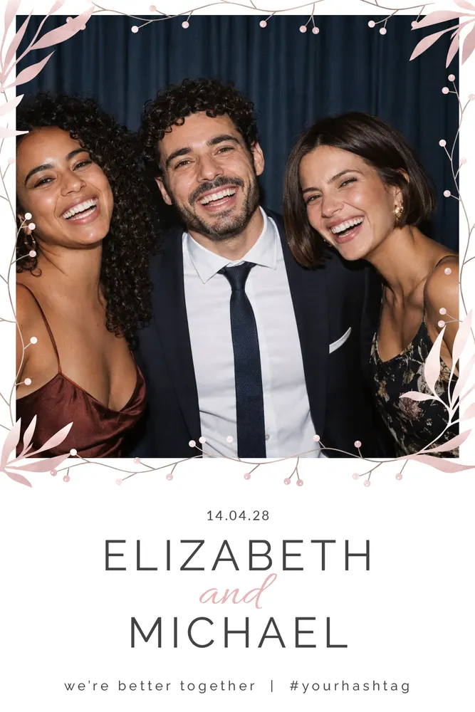 Aperçu du modèle Feuillage Rose en 10×15 portrait, avec une photo d’exemple