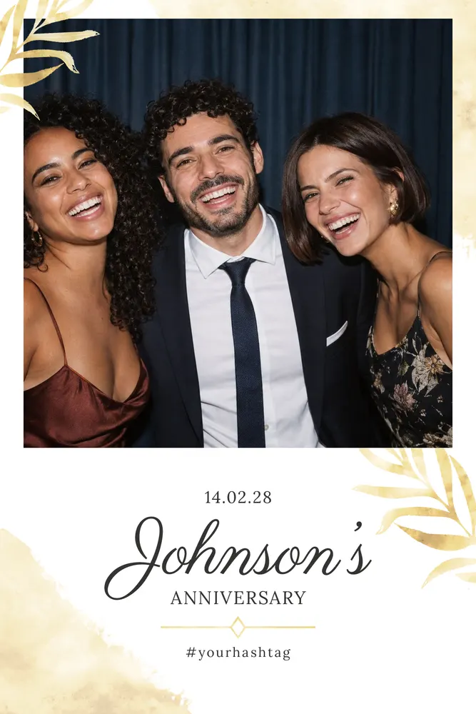 Aperçu du modèle Feuille d’Or en 10×15 portrait, avec une photo d’exemple