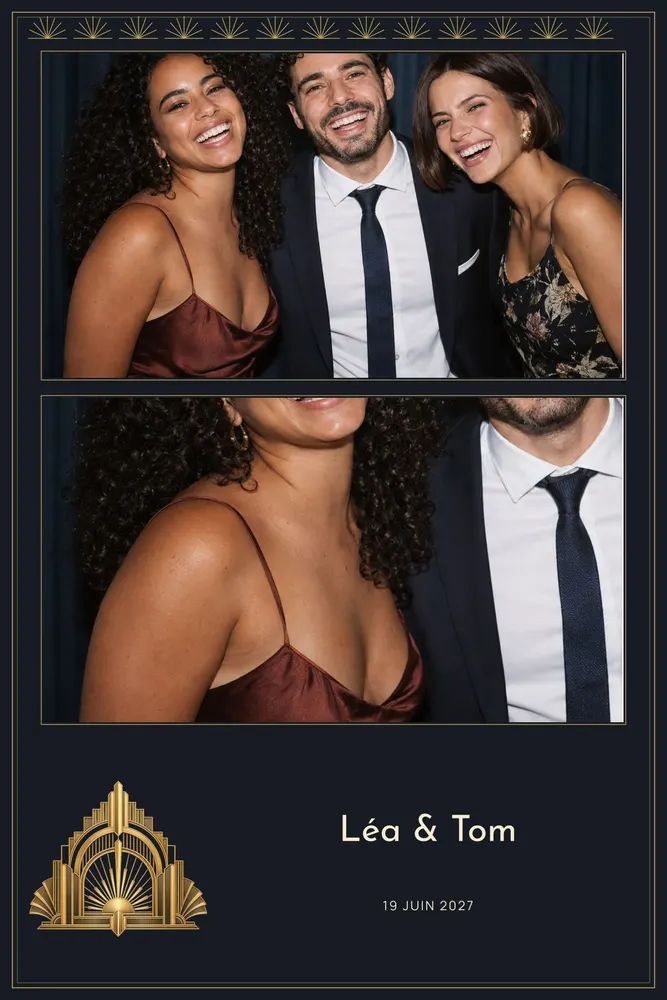 Aperçu du modèle Gatsby en 10×15 portrait, avec une photo d’exemple