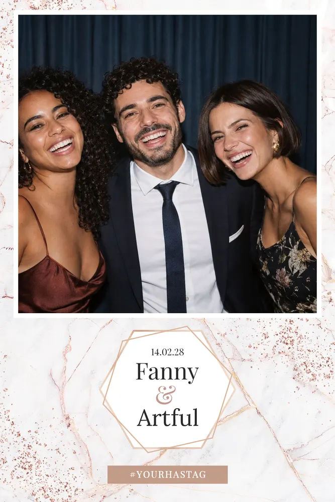 Aperçu du modèle Hexagone Rosé en 10×15 portrait, avec une photo d’exemple