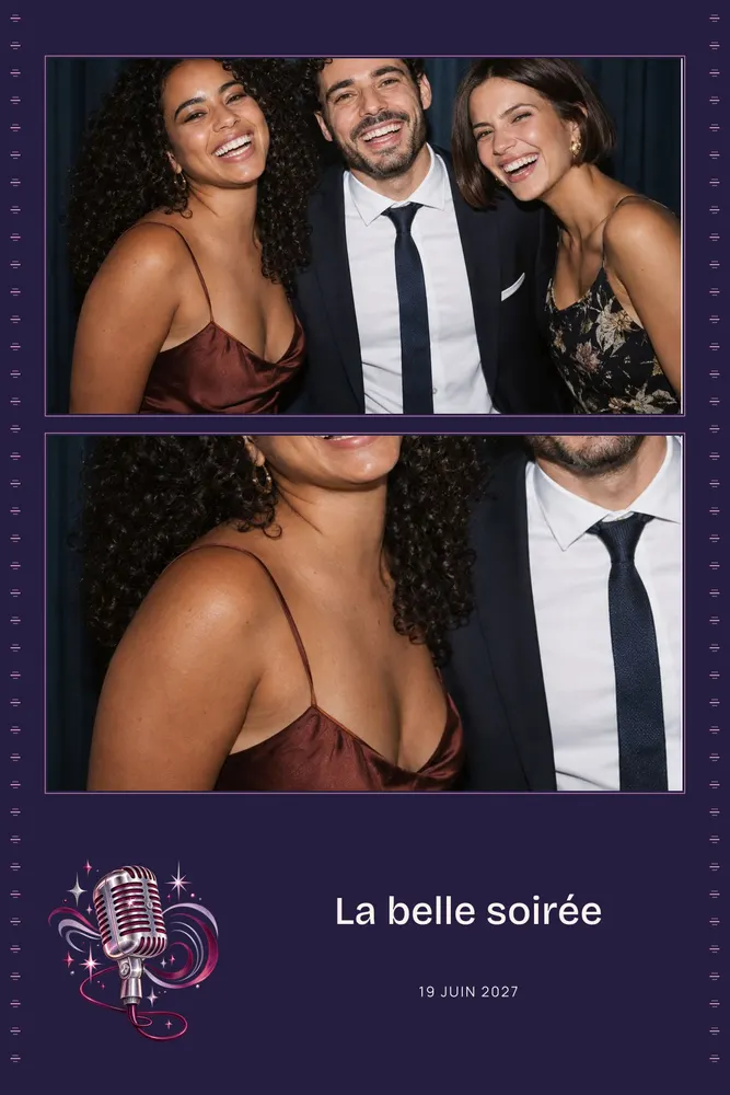 Aperçu du modèle Karaoké en 10×15 portrait, avec une photo d’exemple