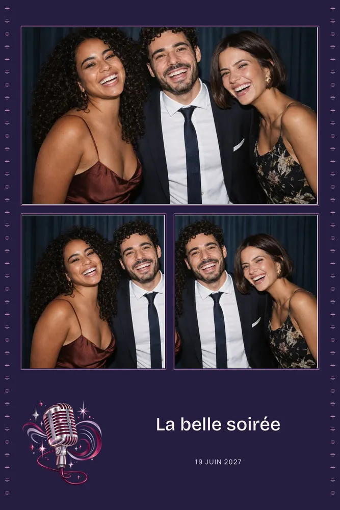 Aperçu du modèle Karaoké en 10×15 portrait, avec une photo d’exemple