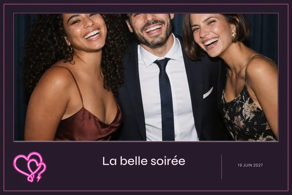 Aperçu du modèle Néon Rose en 10×15 paysage, avec une photo d’exemple