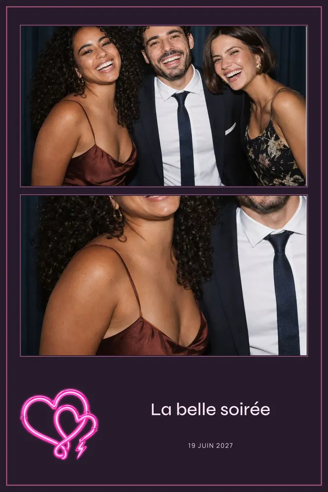 Aperçu du modèle Néon Rose en 10×15 portrait, avec une photo d’exemple