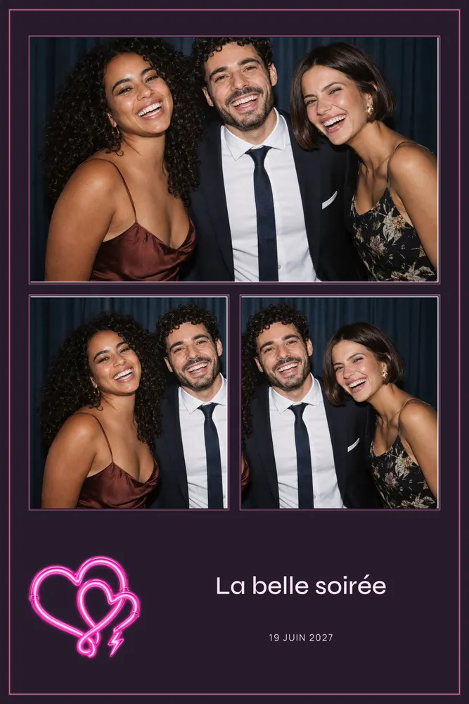 Aperçu du modèle Néon Rose en 10×15 portrait, avec une photo d’exemple