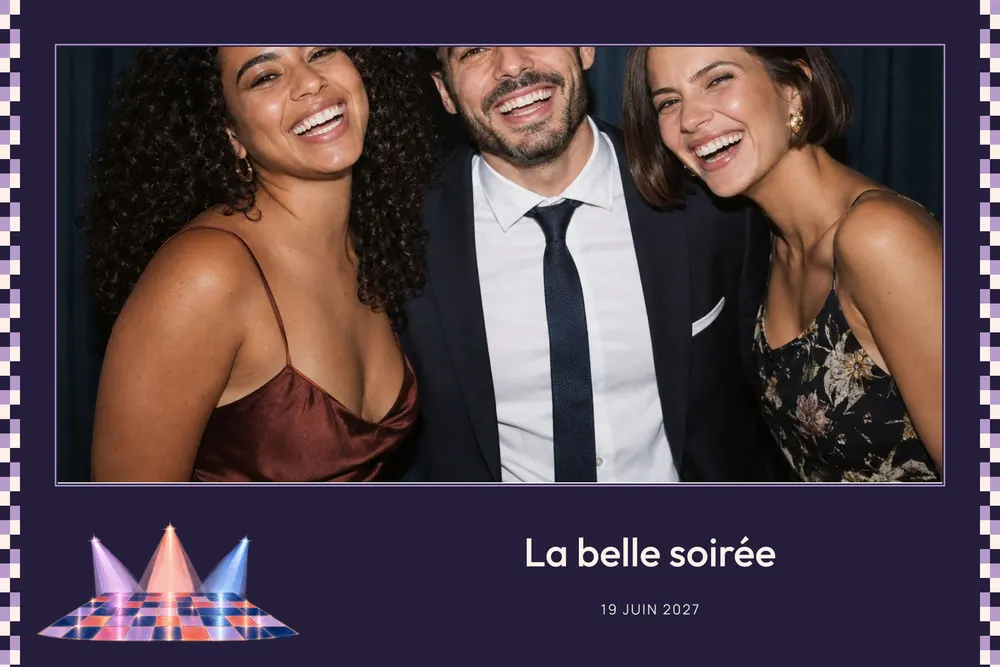 Aperçu du modèle Piste de Danse en 10×15 paysage, avec une photo d’exemple