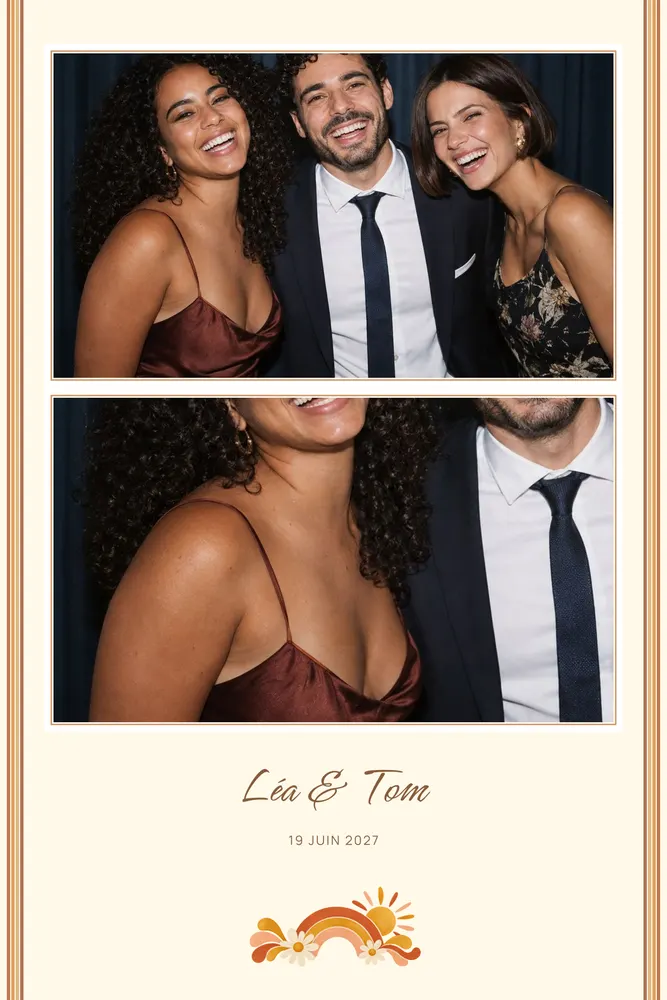 Aperçu du modèle Polaroid Années 70 en 10×15 portrait, avec une photo d’exemple