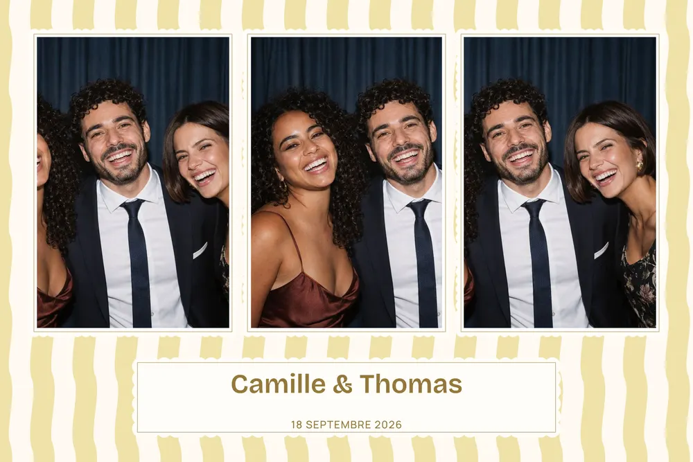Aperçu du modèle Rayures Jaune Beurre en 10×15 paysage, avec une photo d’exemple
