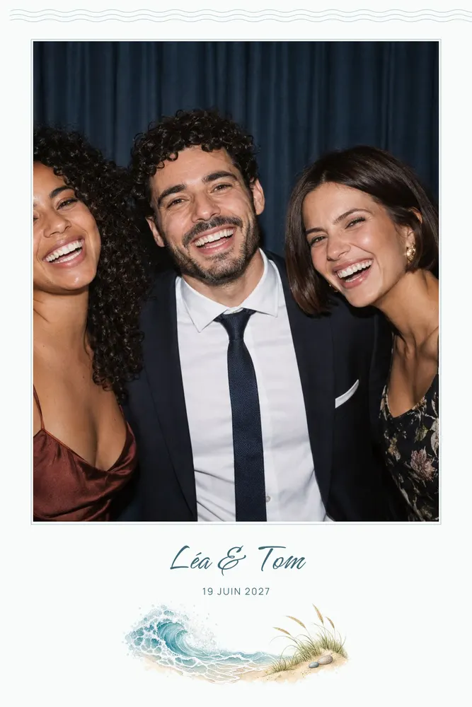 Aperçu du modèle Sel & Écume en 10×15 portrait, avec une photo d’exemple