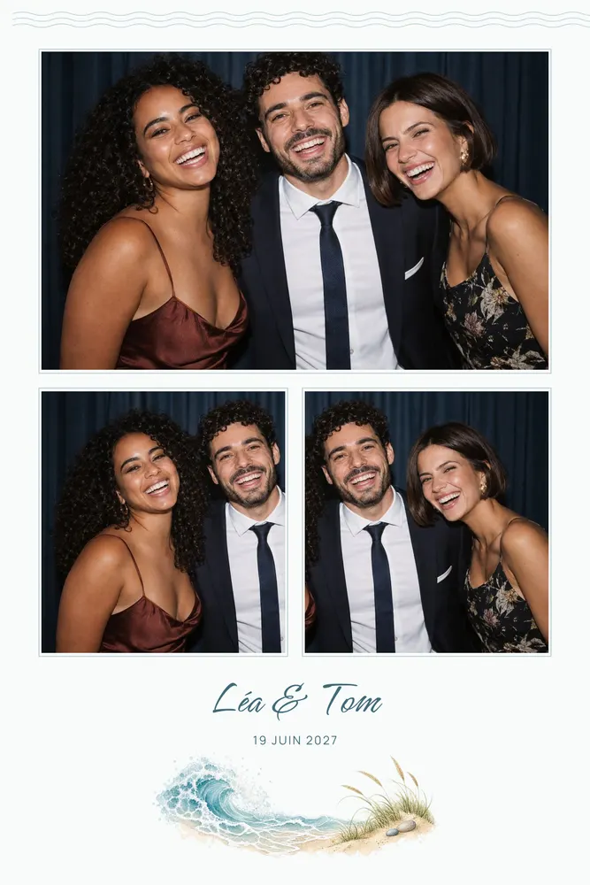 Aperçu du modèle Sel & Écume en 10×15 portrait, avec une photo d’exemple