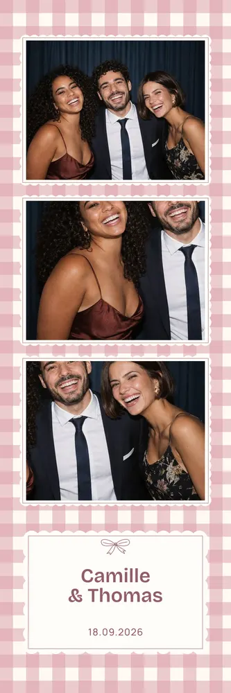 Aperçu du modèle Vichy Rose Poudré en bandelette 5×15, avec une photo d’exemple